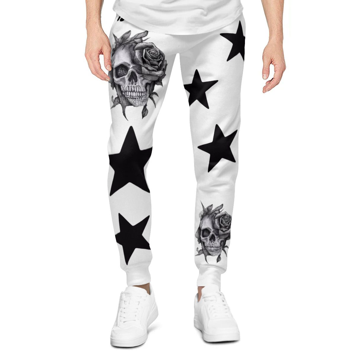 White pants with stars and skull design