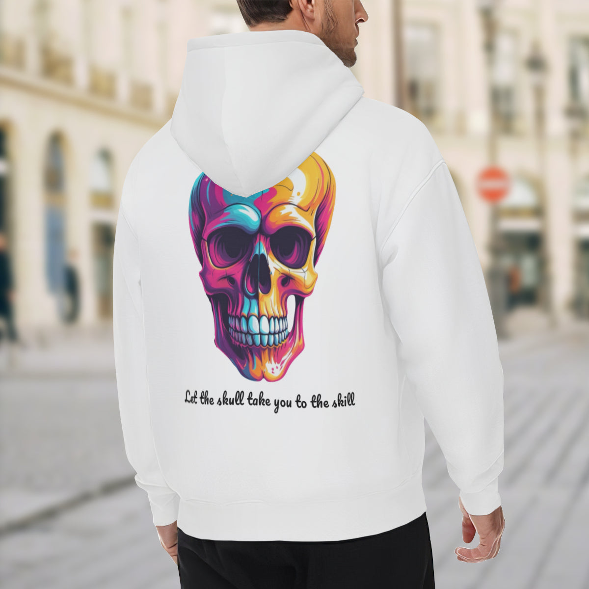 Black hoodies with Skull logo and slogan